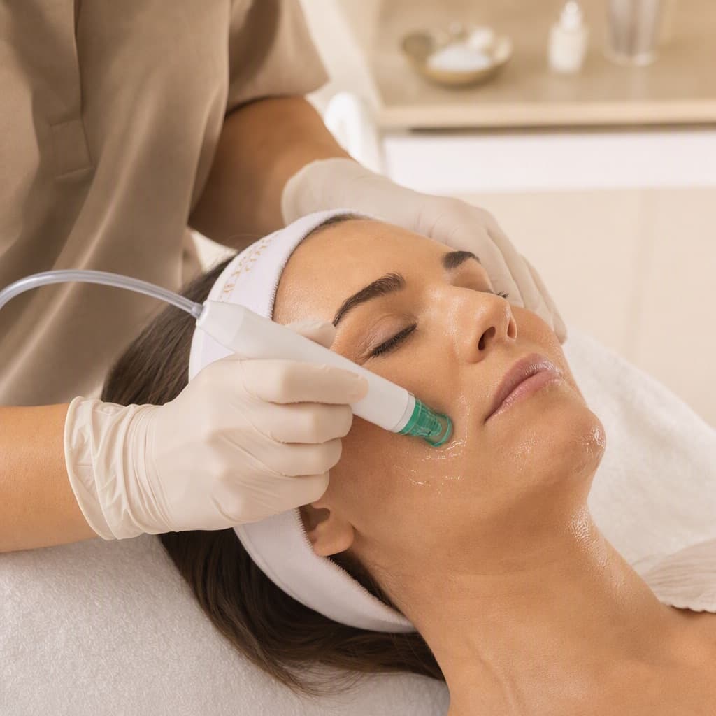 Aqua Facial im BeautySkin Studio Berlin-Friedrichshain — Hydro-Abrasion mit dem Saugkopf an der Wange